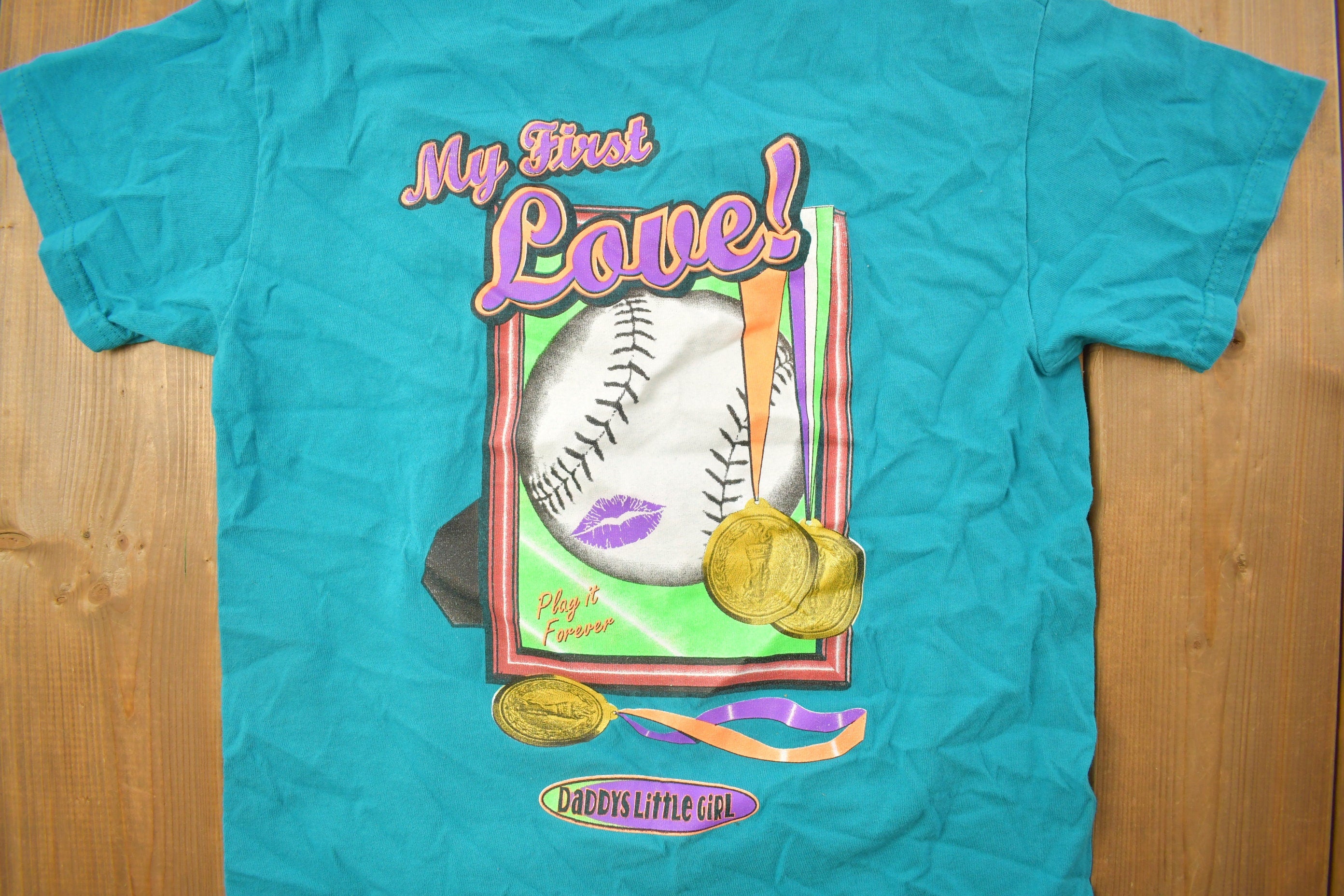 Vintage 1990s Father Daughter Baseball Graphic T Shirt
