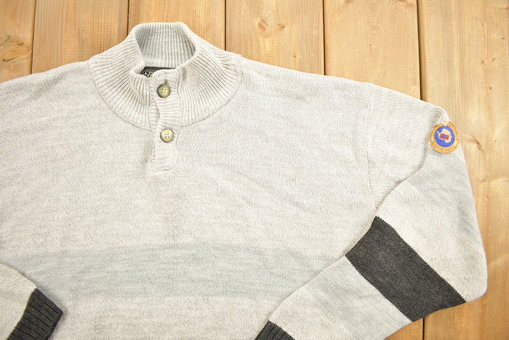 Vintage 1990s Norwegian Knitted Quarter Button Sweater