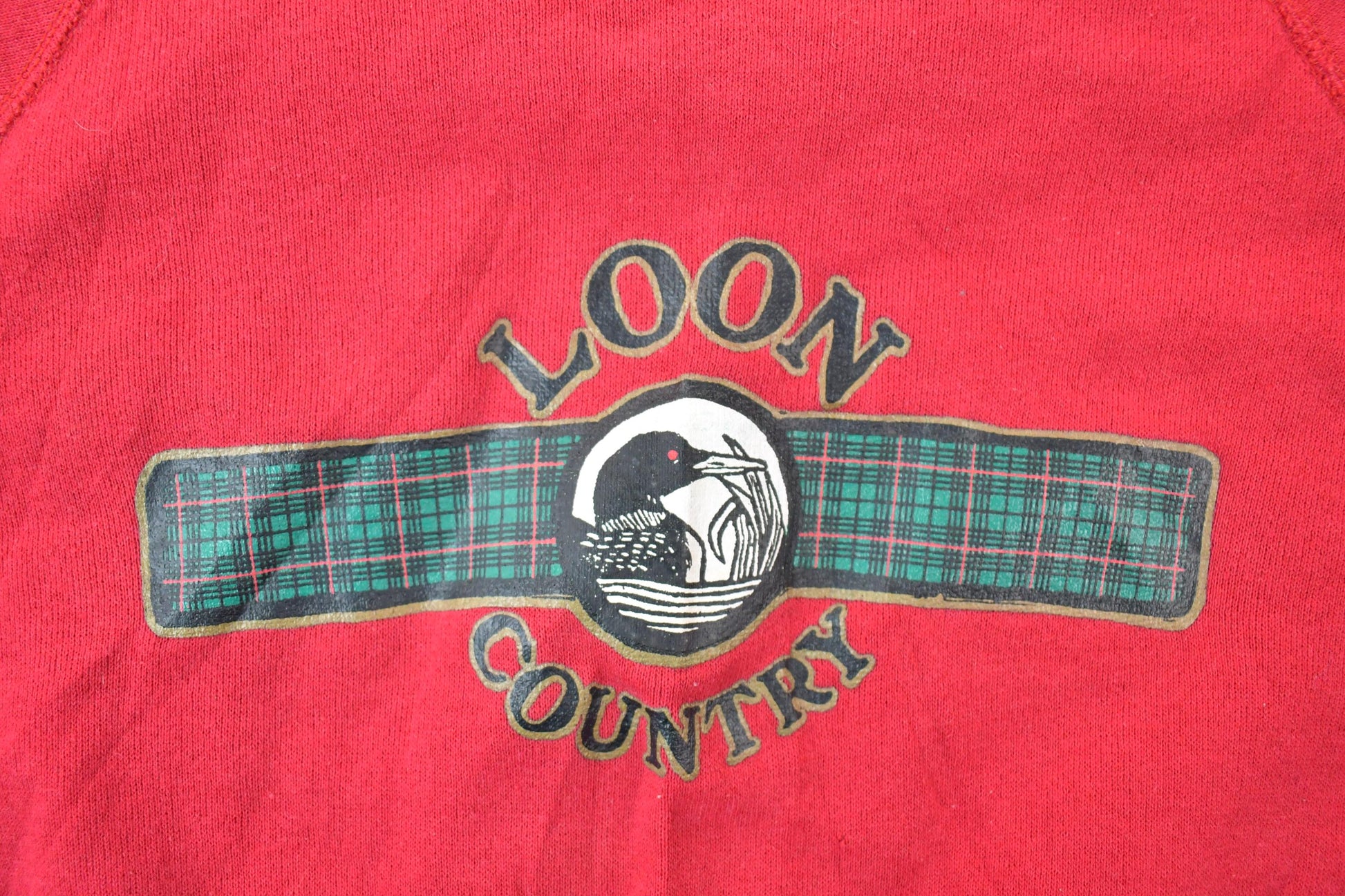 Vintage 1990s Basset Walker Loon Country Plaid Strip Crewneck / Souvenir / Vintage Sweatshirt / Wilderness Sweatshirt / Made In USA