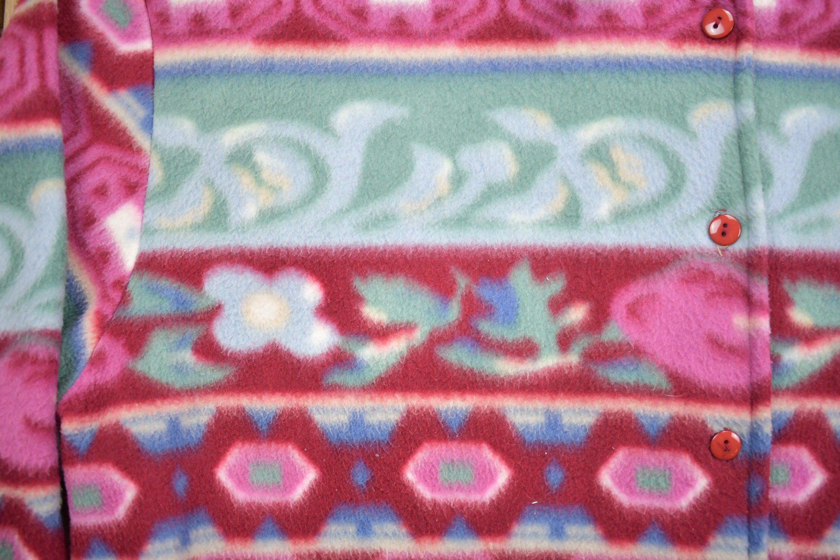Vintage 1990s Carroll Reed Abstract Floral Fleece Sweater