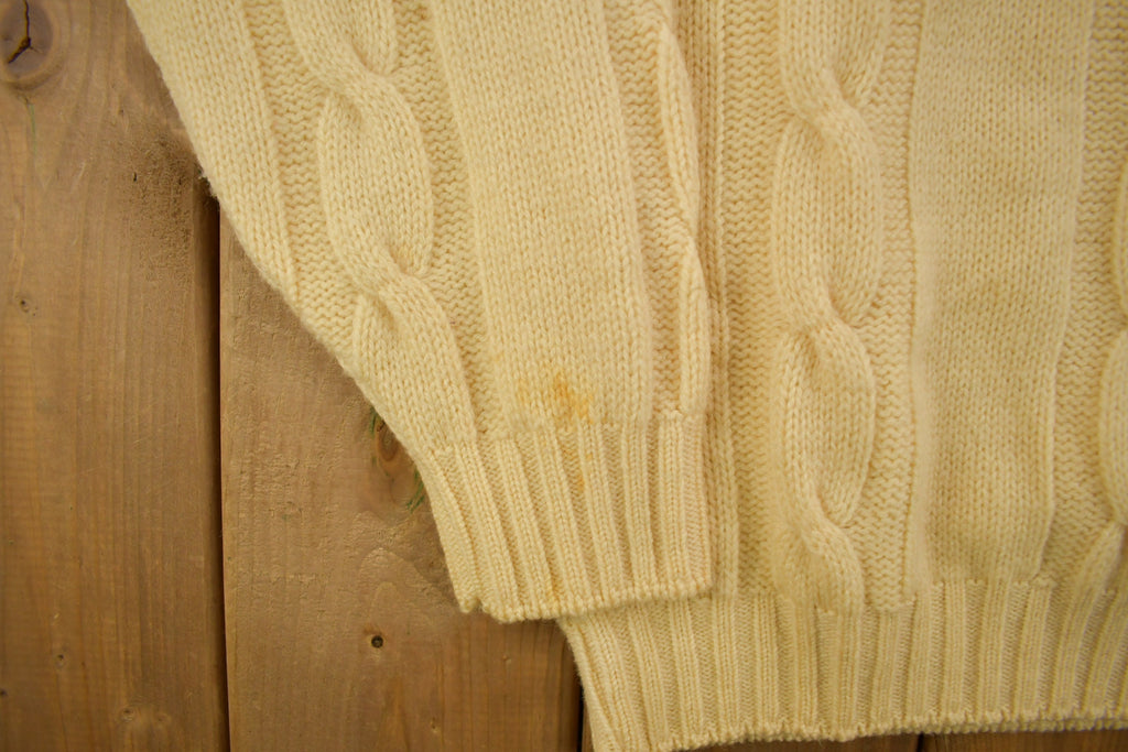 Vintage 1970s Towncraft Penneys Cable Knit Mockneck Sweater