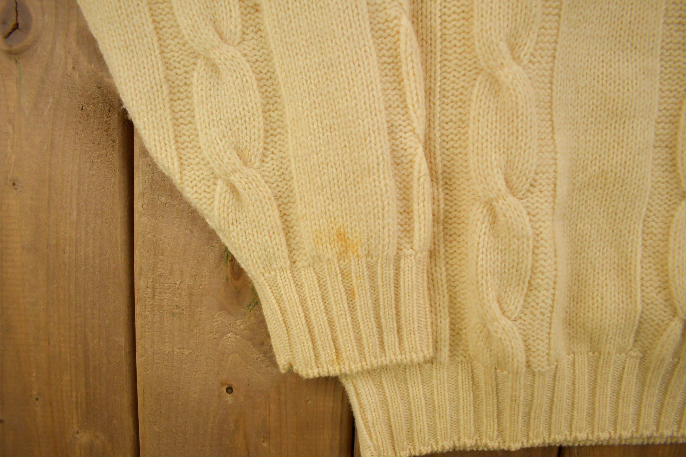 Vintage 1970s Towncraft Penneys Cable Knit Mockneck Sweater