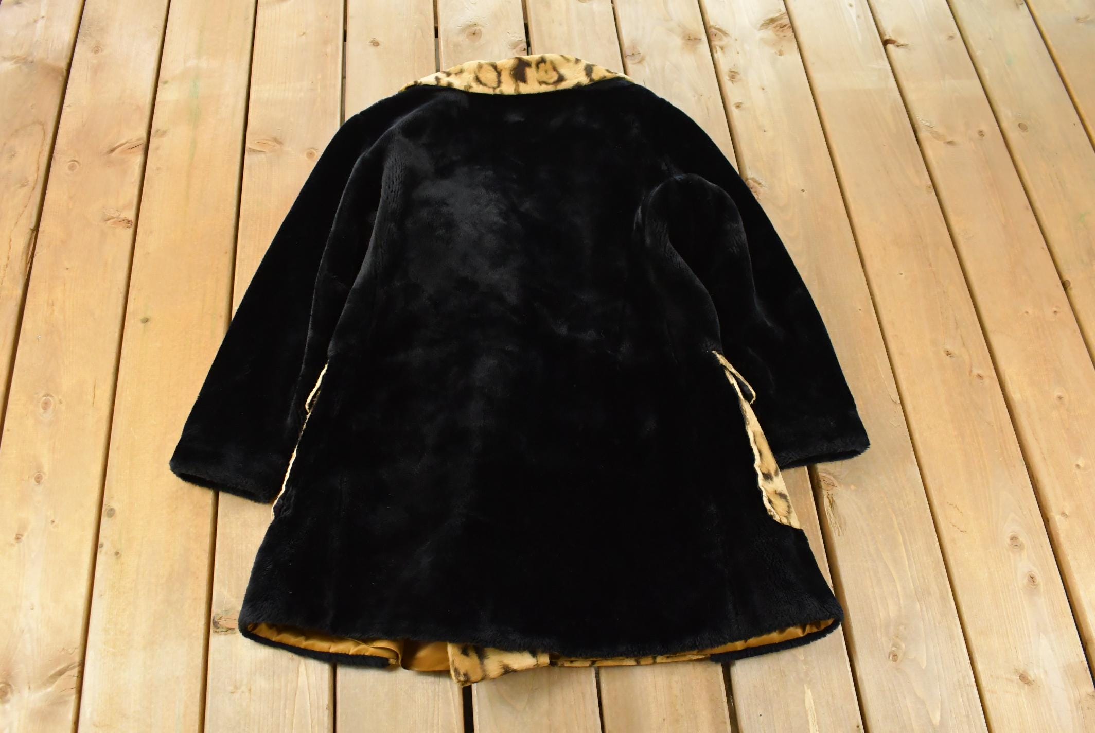 Vintage 1960s Fredric Cleveland Faux Leopard Print Fur Coat Women's M