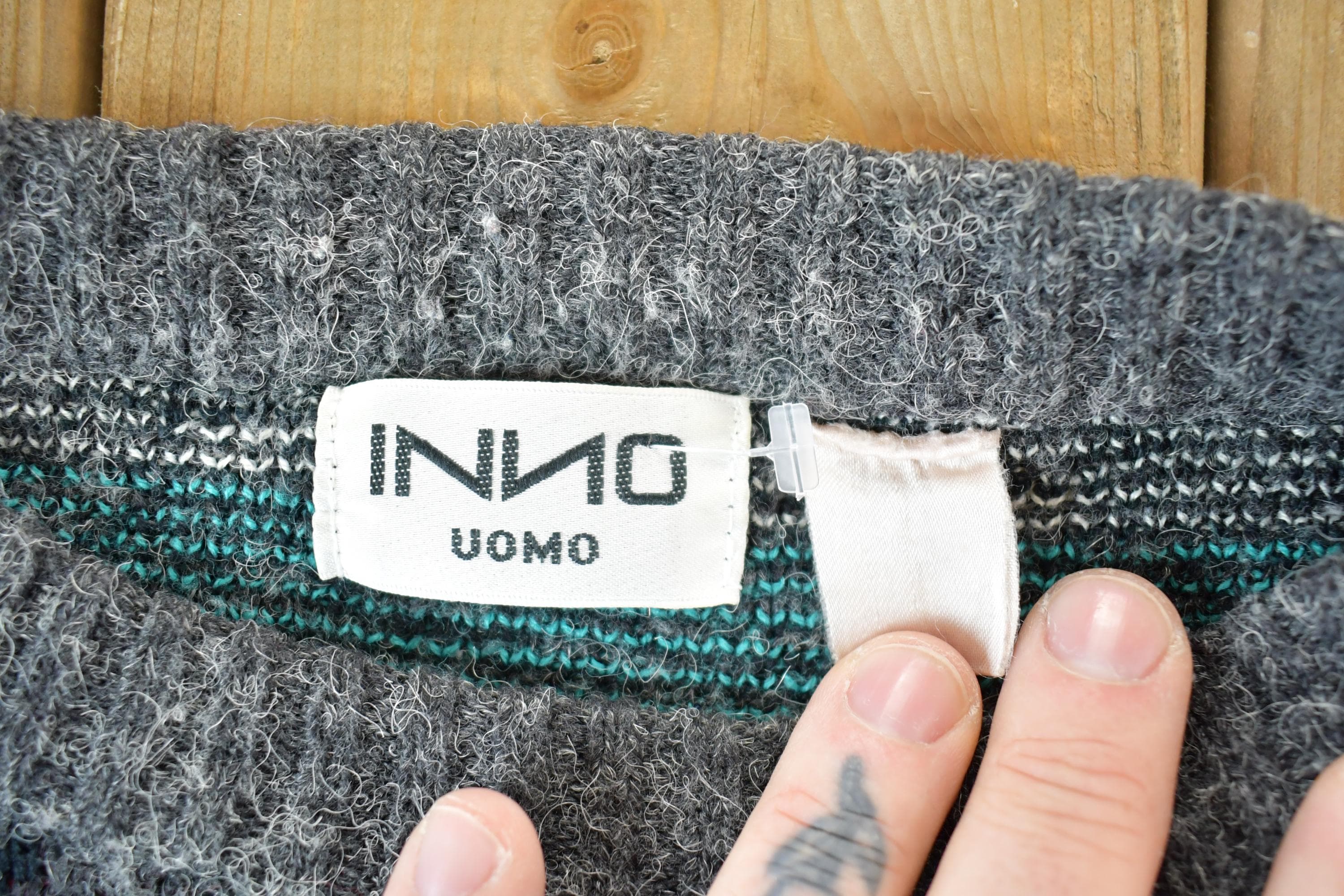 Vintage 1990s INNO UOMO Knit Abstract Pattern Crewneck Sweater