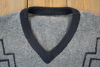 Vintage 1990s Knit V Neck Sweater / 90s Crewneck / Made In USA / Preppy