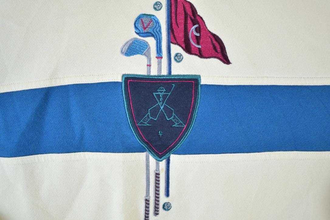 Vintage 1990s Pringle Sports Golf Embroidered Souvenir Crewneck Sweatshirt Made In USA