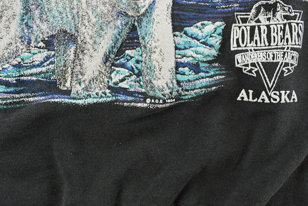 Vintage 1990s Alaska Polar Bears Graphic Print AOP Crewneck Sweatshirt Mens L