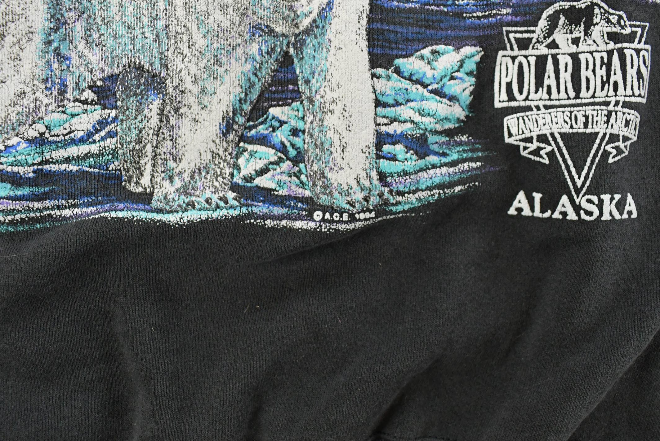 Vintage 1990s Alaska Polar Bears Graphic Print AOP Crewneck Sweatshirt Mens L