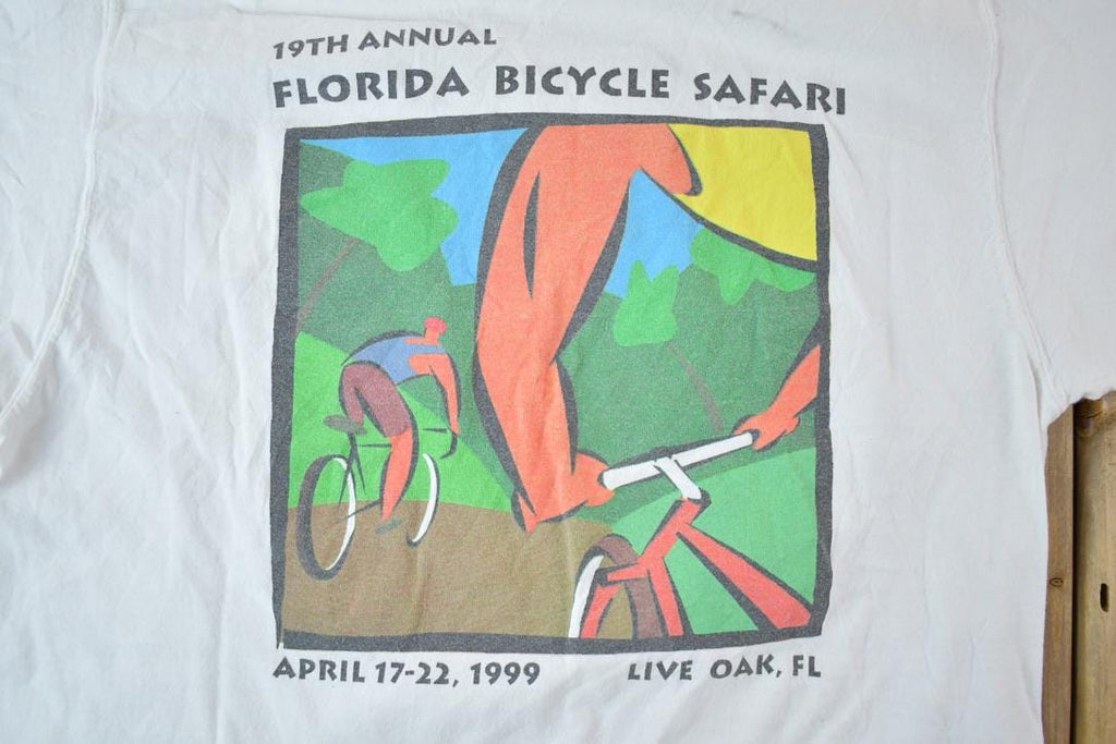 Vintage 1999 Florida Bicycle Safari Souvenir Single Stitch Graphic Print T-Shirt Made In USA