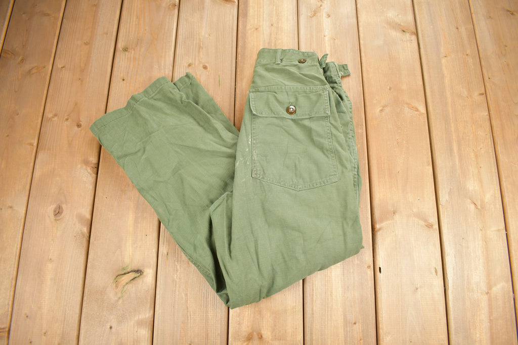 Vintage 1970s OG 107 Green Khaki Army Pants Size 28 x 25