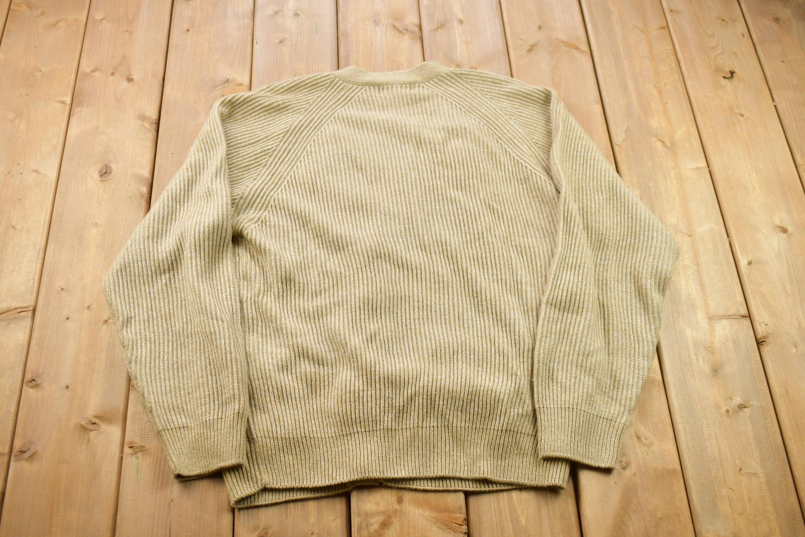Vintage 1990s Beige Knitted Cardigan Sweater