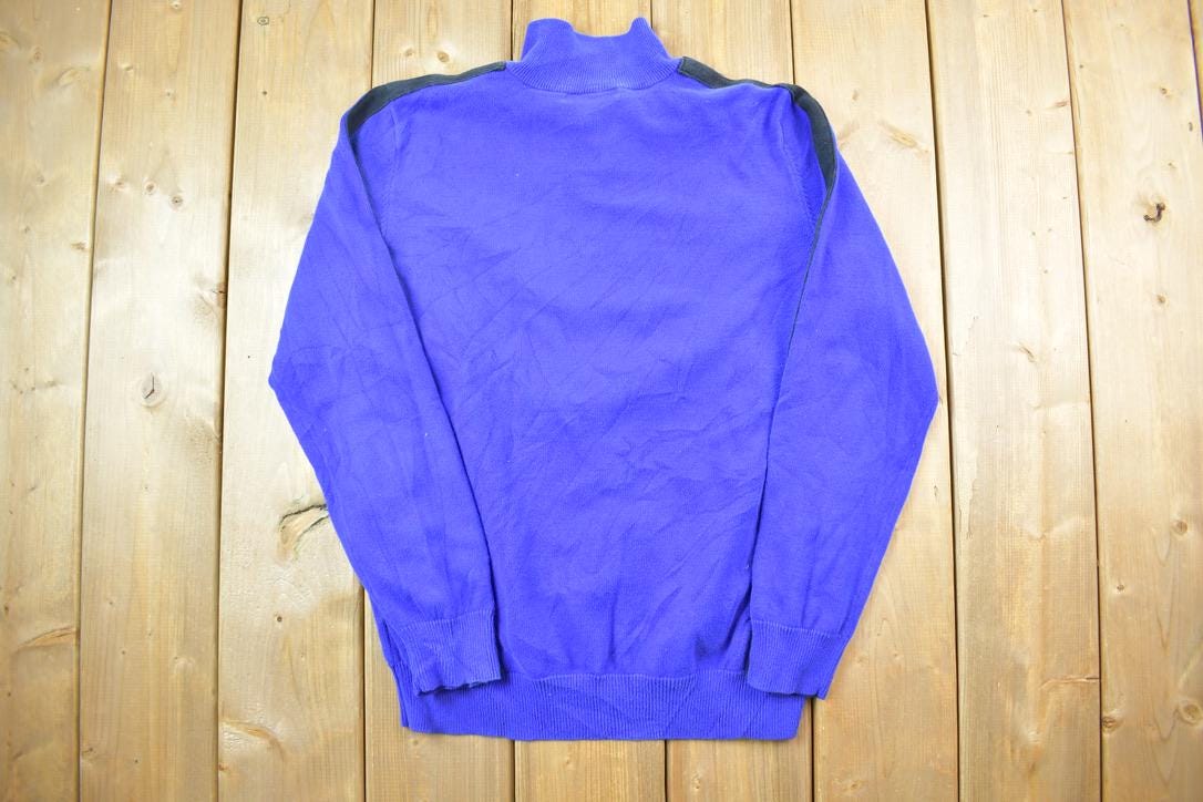 Vintage 1990s Lauren By Ralph Lauren Quarter Button Fancy Dress Up Knit Crewneck Sweater