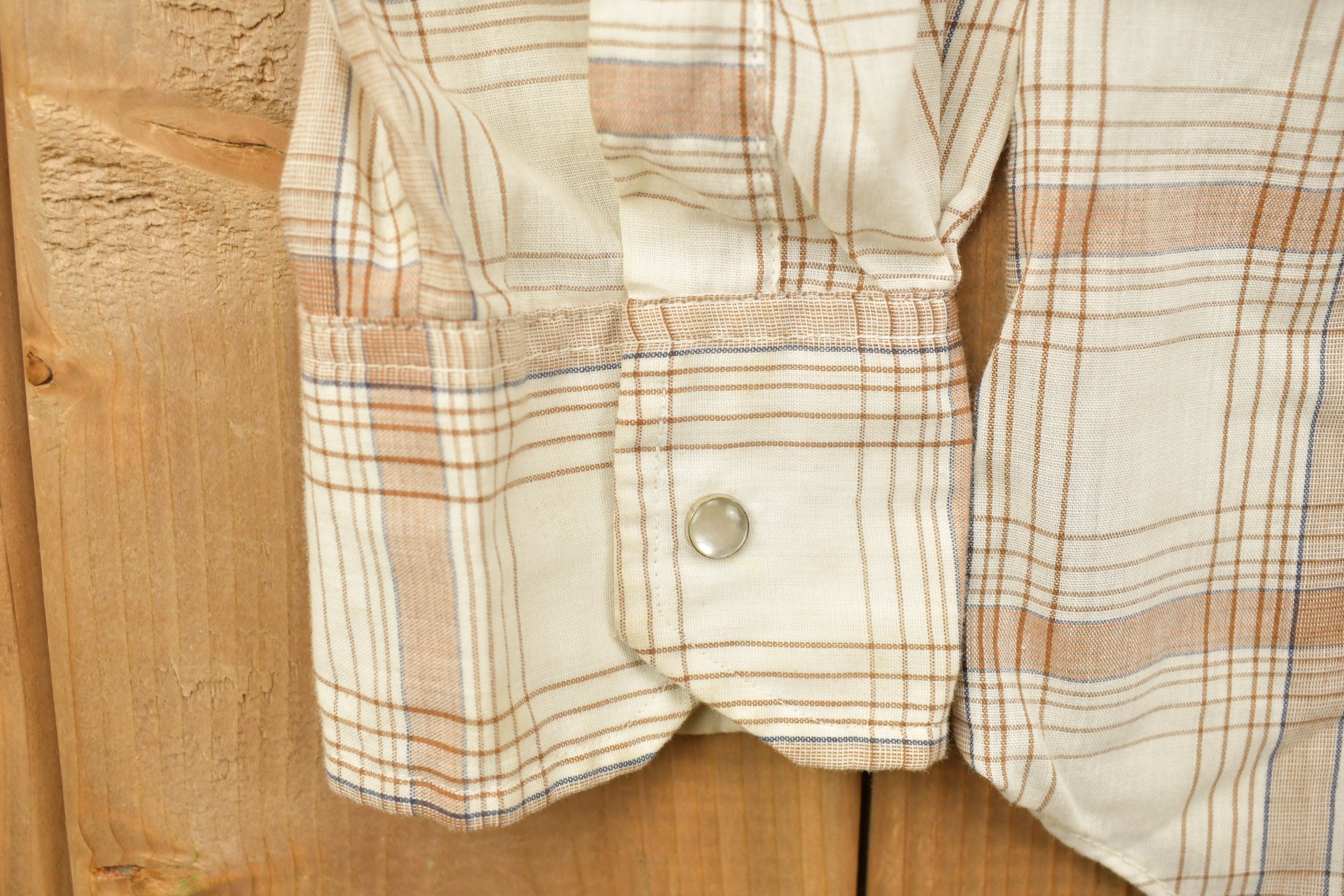 Vintage 1990s Apple Bee Plaid Western Flannel Button Up Shirt