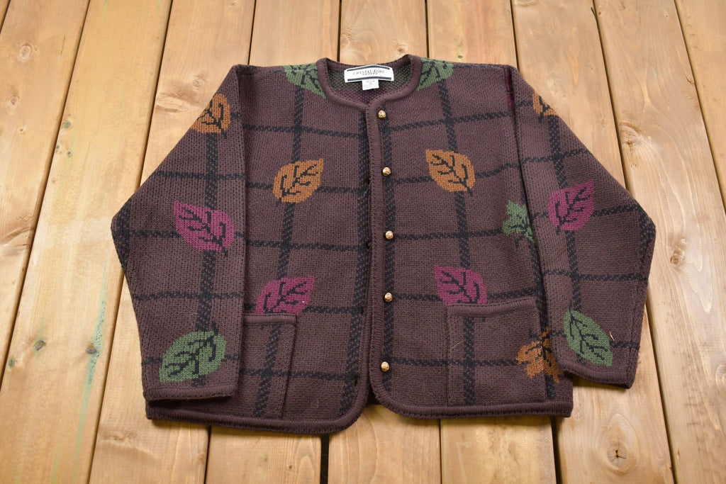 Vintage 1990s Crystal Kobe Fall Season Button Up Cardigan Sweater