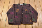 Vintage 1990s Crystal Kobe Fall Season Button Up Cardigan Sweater