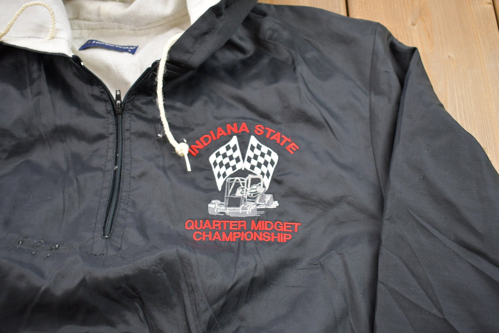 Vintage 1990s Indiana State Embroidered Quarter Zip Windbreaker Jacket