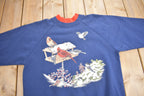 Vintage 1990s Bird Graphic Double Collar Crewneck