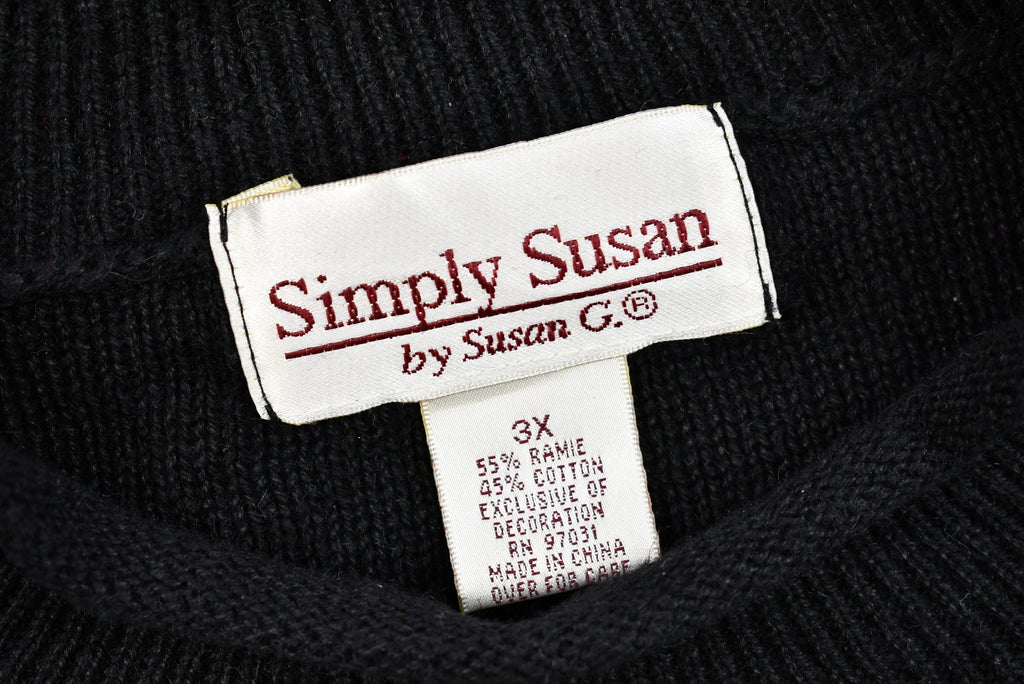 Vintage Autumnal Leaves Embroidered Knit Sweater