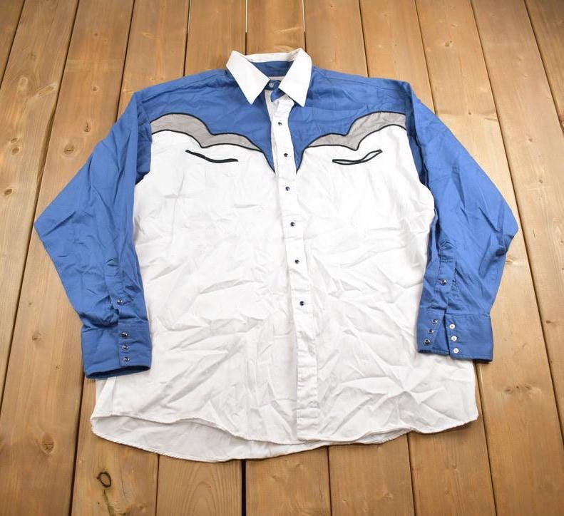 Vintage 1980s Panhandle Slim Western Embroidered Blank Pearl Button Up Shirt Made In USA