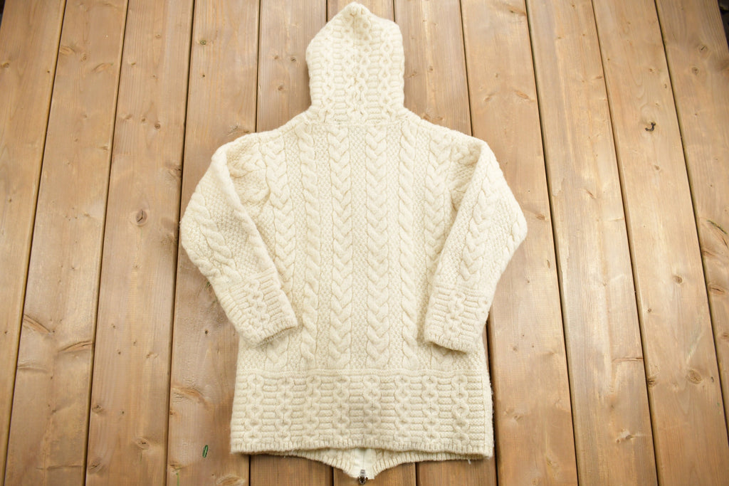 Vintage 1990s 3D Cable Knit Zip Up Hoodie /