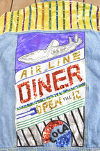 Vintage 1990's Custom Embroidered Diner Denim Jean Jacket
