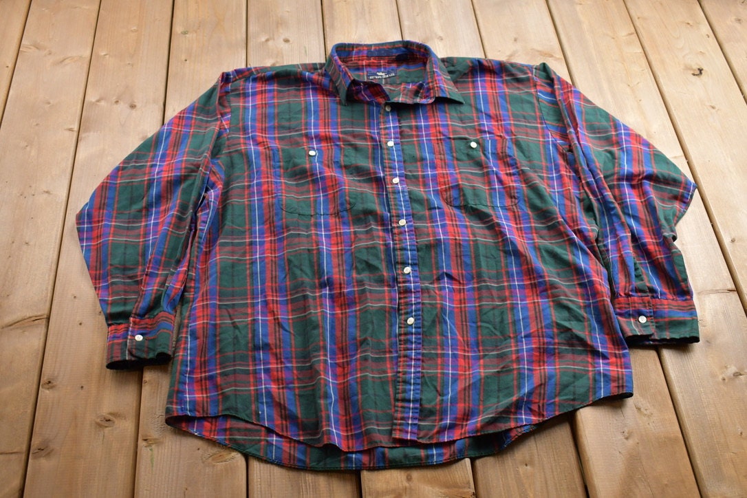 Vintage 1990s Steeplechase Plaid Button Up Shirt