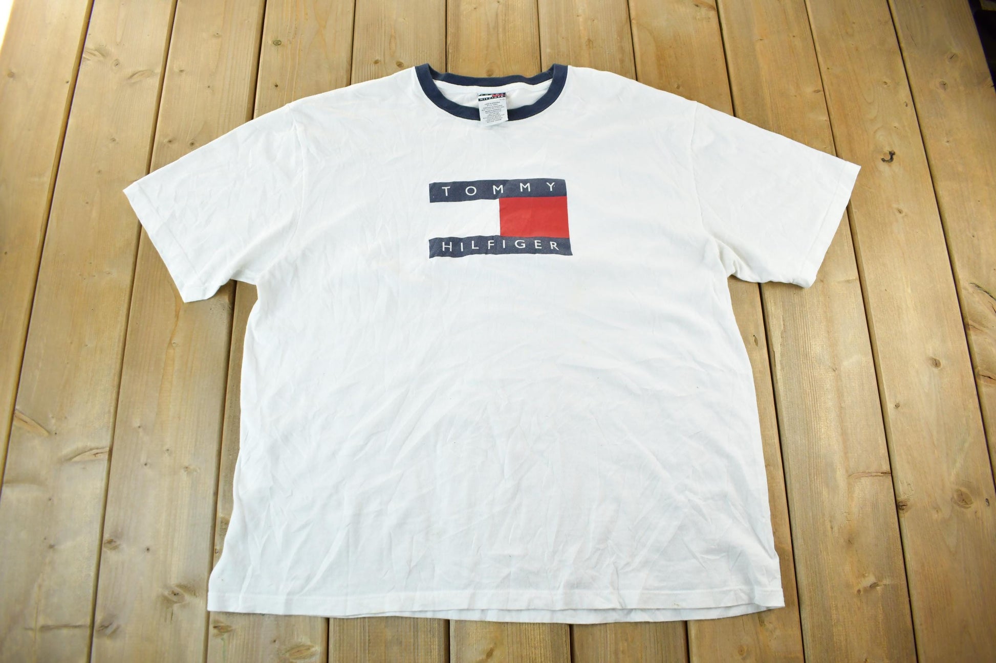 Vintage 1990s Tommy Hilfiger Flag Graphic T-Shirt Men's XL