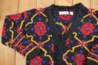 Vintage 1990s Karen Scott Floral Knit Cardigan Sweater / Vintage Cardigan / Button Up / Patchwork / Hand Knit / V Neck Sweater