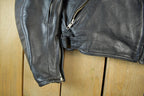 Vintage 1990s Genuine Leather Biker Jacket Padded Sleeve Adult Large