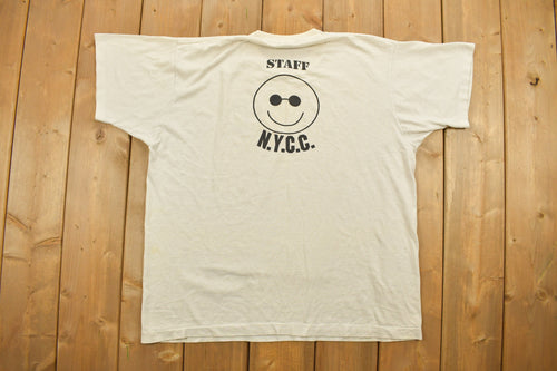 Vintage 1990s NYCC Staff Graphic T-Shirt / Streetwear / Retro Style / Single Stitch / Made In USA / 90s Graphic Tee / Smiley Face / NYC