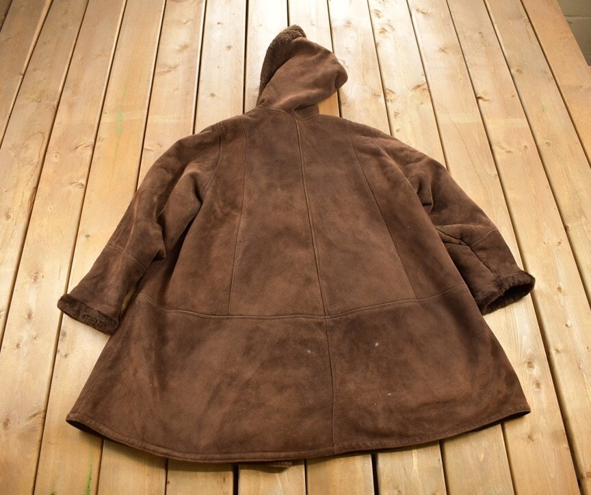Vintage 1980s Sherpa Lined Suede Coat