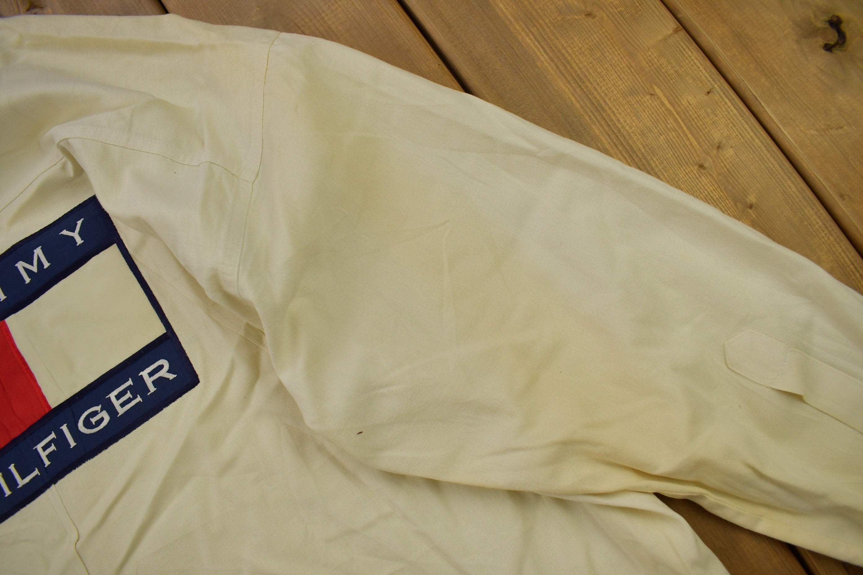 Vintage 1990s Tommy Hilfiger Embroidered Flag Patch Button Up Shirt