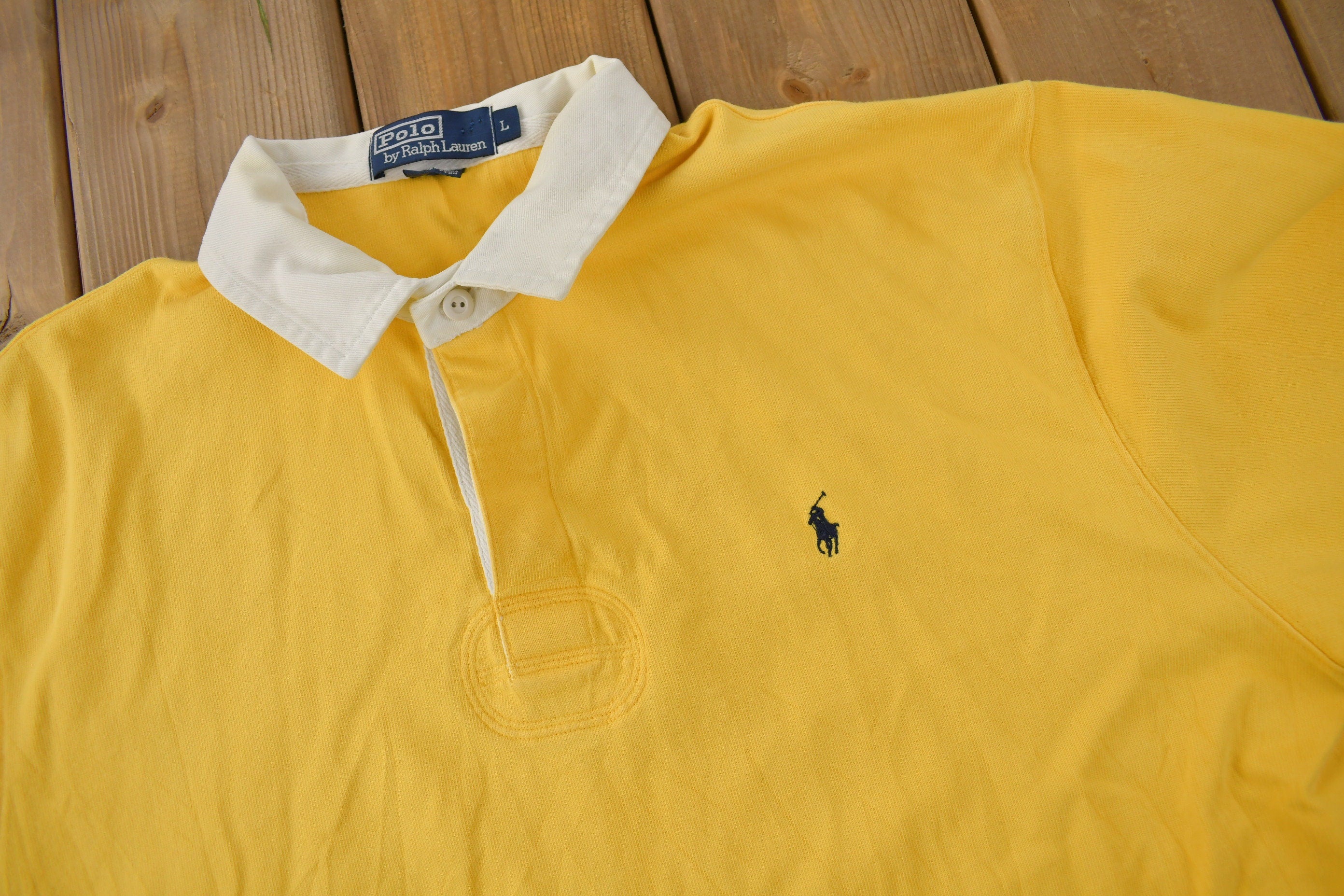 Vintage 1990s Polo By Ralph Lauren Embroidered Small Pony Rugby Sweater