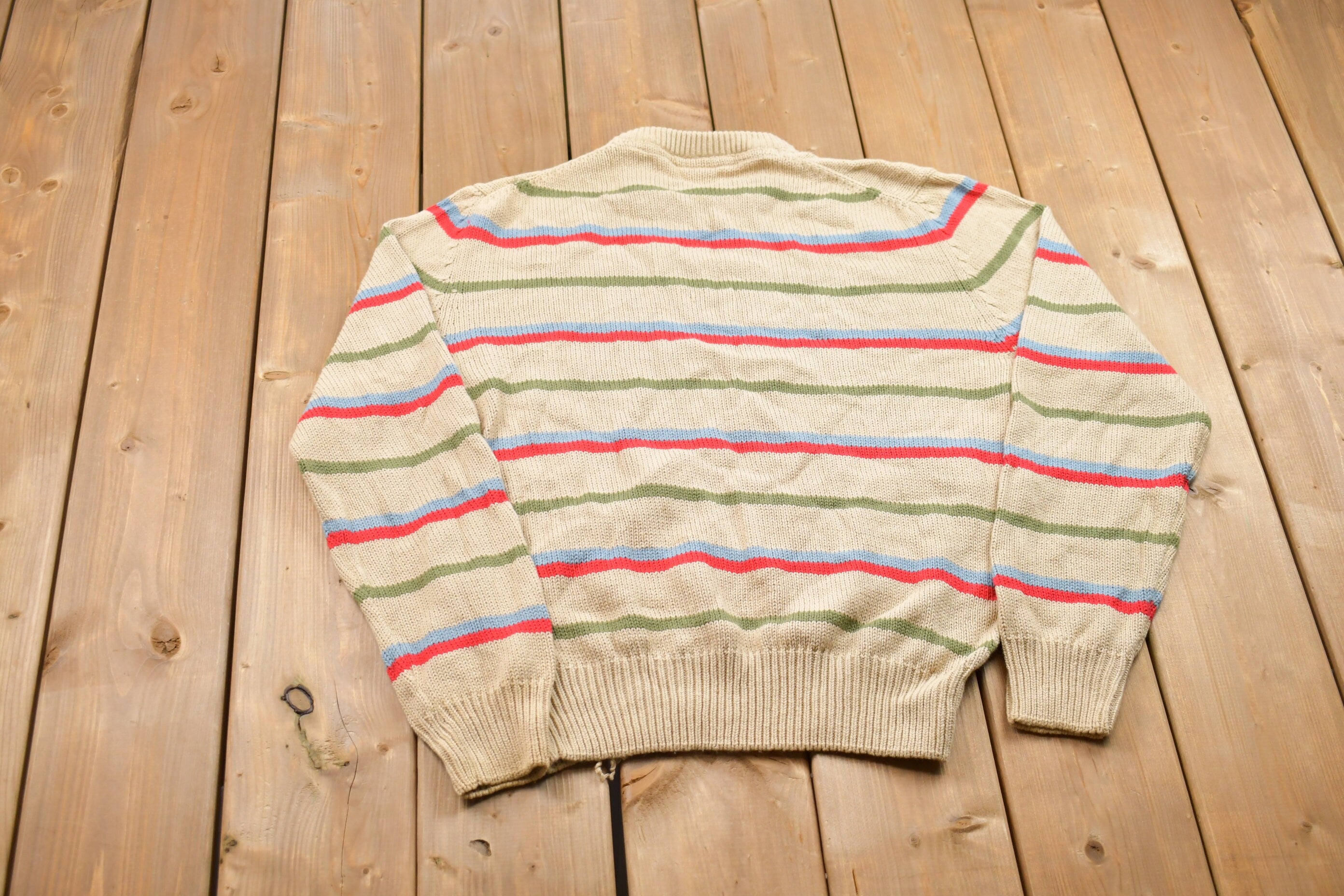 Vintage 1990s Oxford Striped Knitted Crewneck Sweater