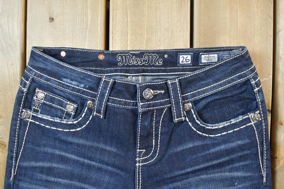 Vintage Y2K Miss Me Bedazzled Low Rise Jeans Size 26x31
