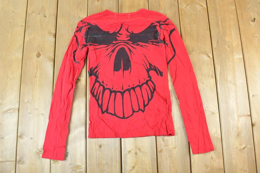 Women Vintage Vigoss Y2K Rocker T-Shirt / Vigoss Grunge Skull Print / Contrast Stitch / Internet Famous Clothing / Over Dyed