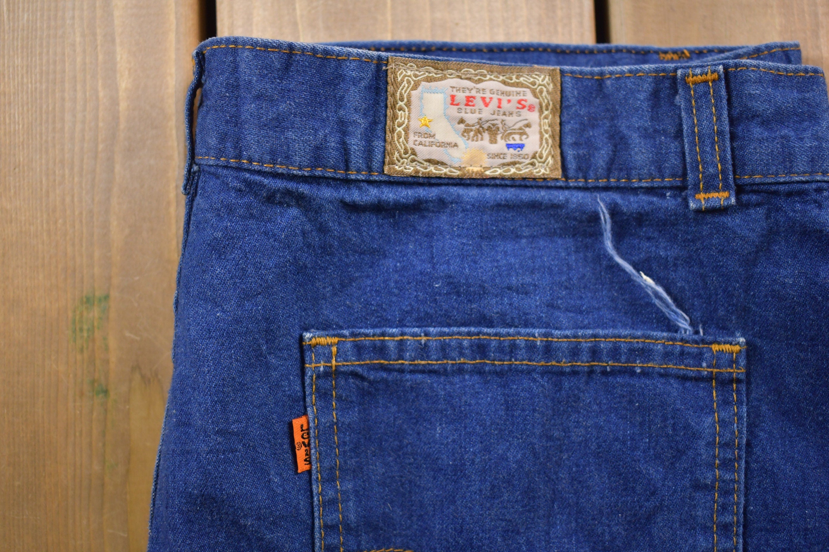 True Vintage 1970s Levi's Orange Tab Jeans Size 34 x 31