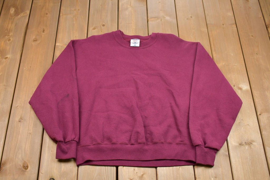 Vintage 1990s Jerzees Blank Burgundy Crewneck Sweatshirt