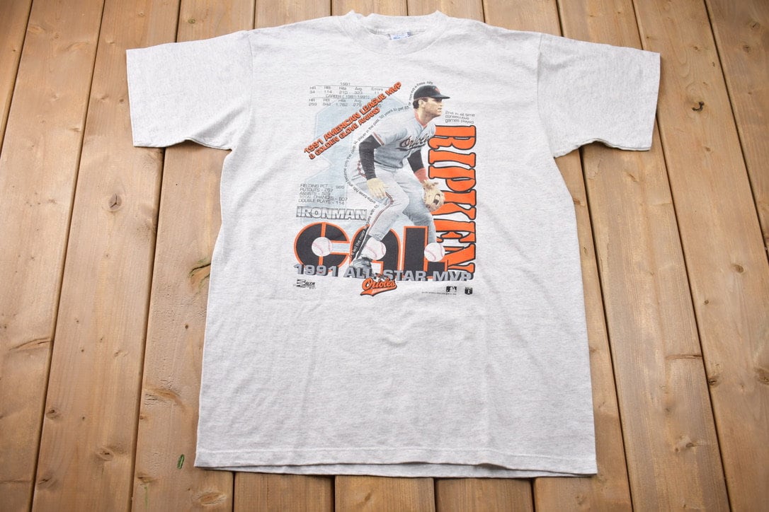 Vintage 1992 Baltimore Orioles Cal Ripkin All Star MVP MLB Single Stitch T-Shirt American Baseball