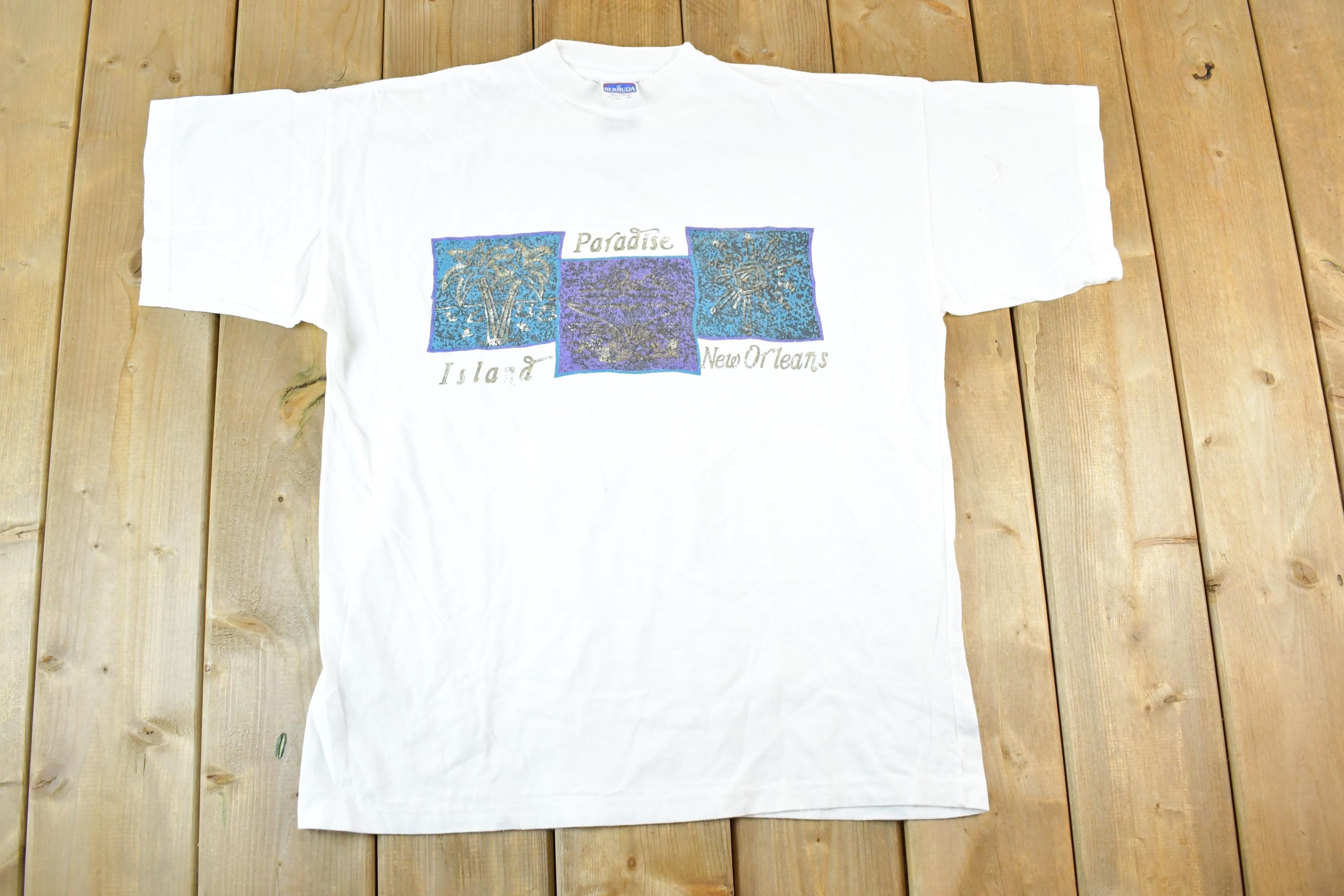 Vintage 1990s New Orleans Paradise Island Souvenir T-Shirt Mens L / Vintage Vacation Tee / Rare Destination Tee / Summer Shirt