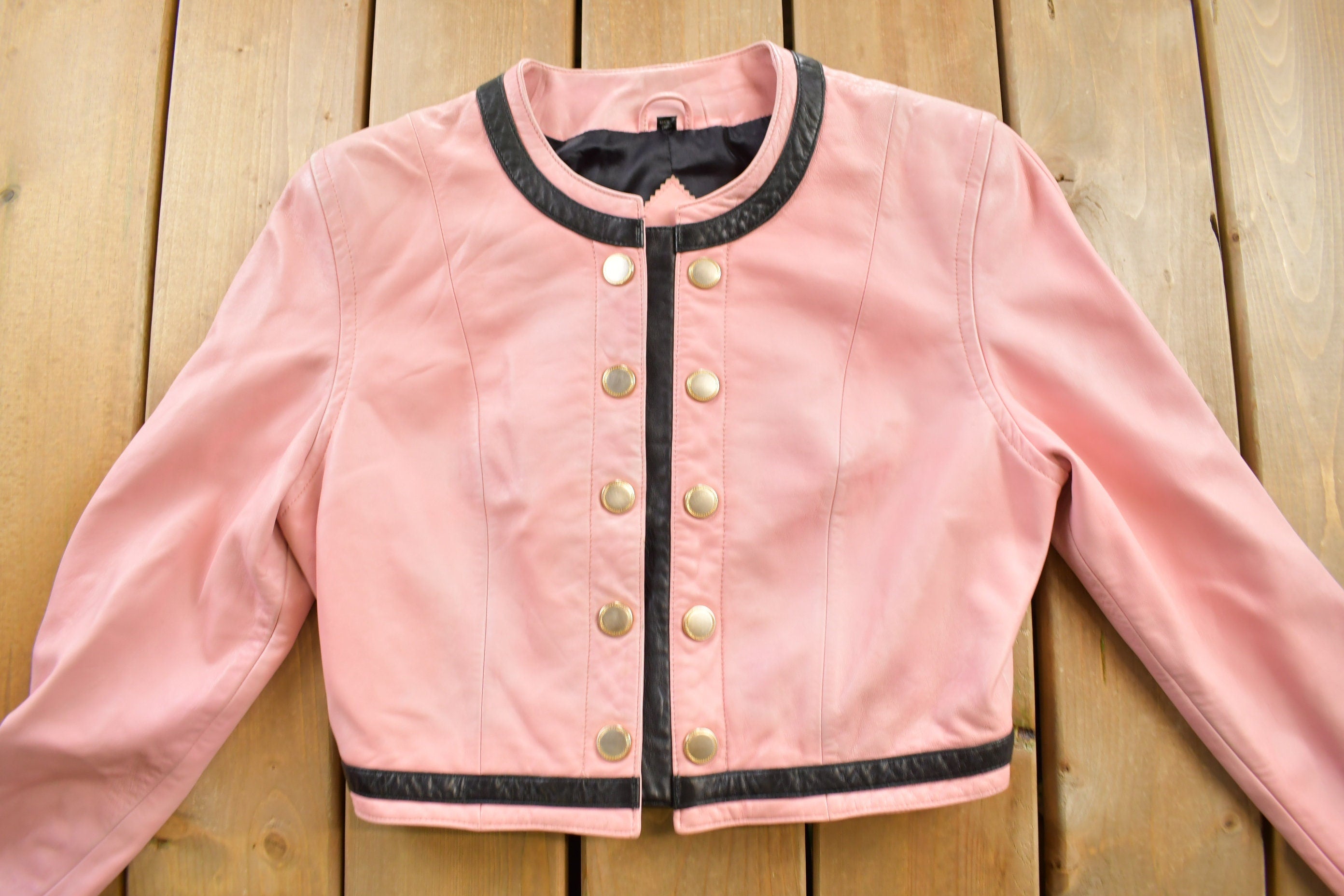 Vintage 1990s Micheal Hoban North Beach Cropped Leather Jacket