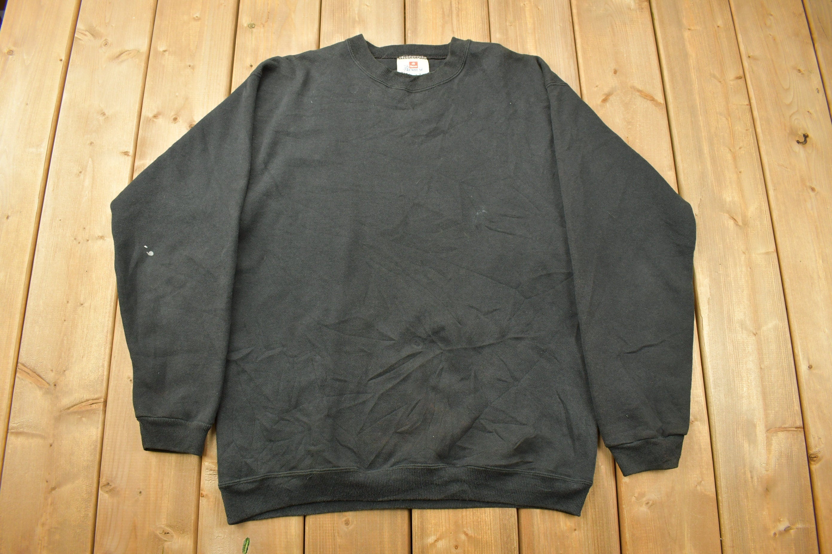 Vintage 1990s Hanes Blank Black Crewneck Sweatshirt
