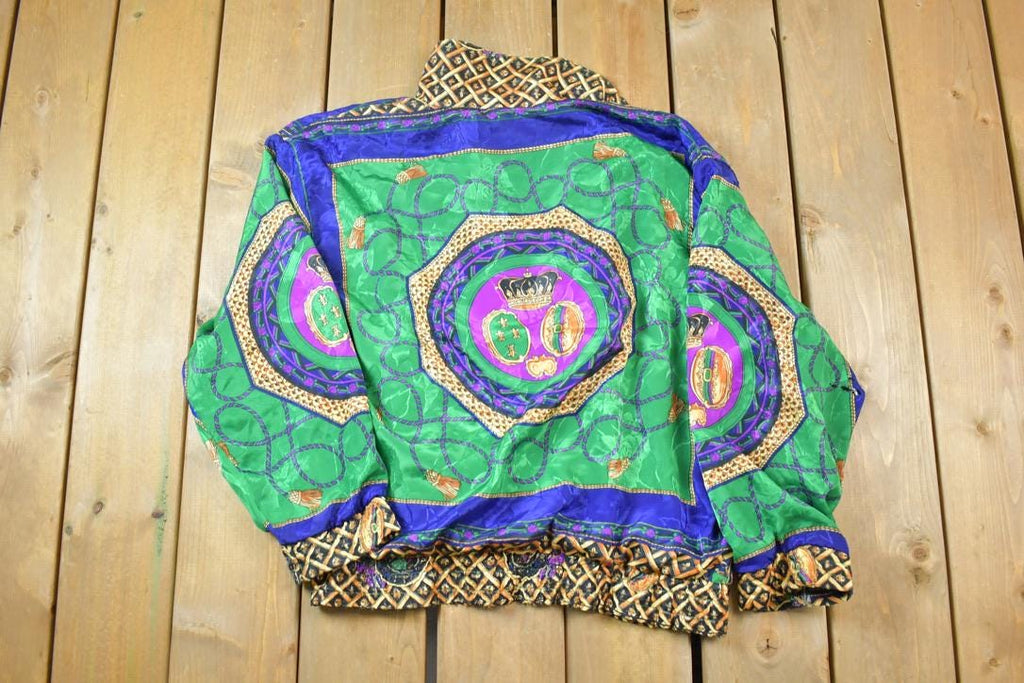 Vintage 1990s OSC Sport Fancy Italian Style Pattern Windbreaker Jacket