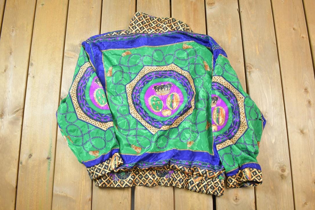 Vintage 1990s OSC Sport Fancy Italian Style Pattern Windbreaker Jacket