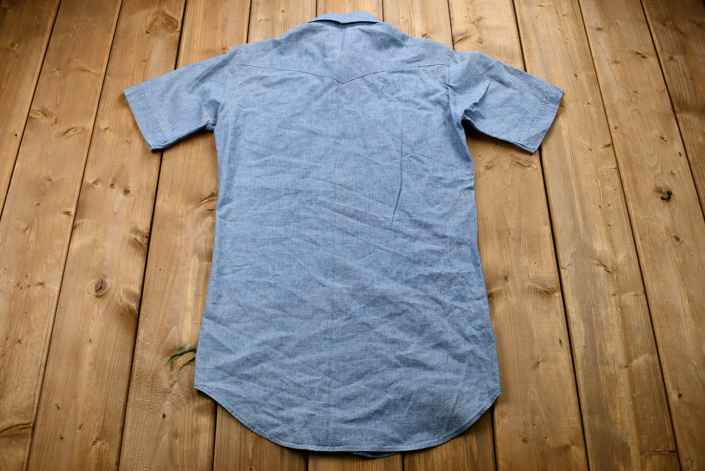 Vintage 1970s LEE Snap-Button Short Sleeve Denim Shirt