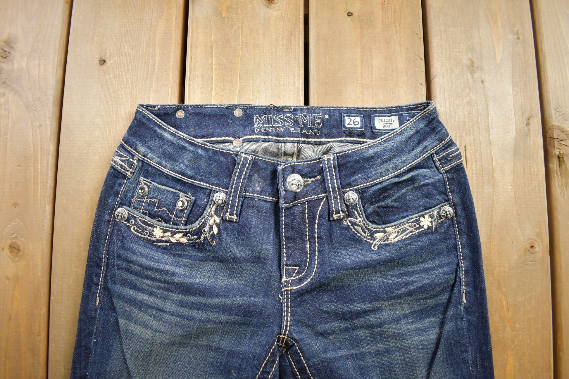 Vintage Y2K Miss Me Bedazzled Low Rise Jeans Size 26x33