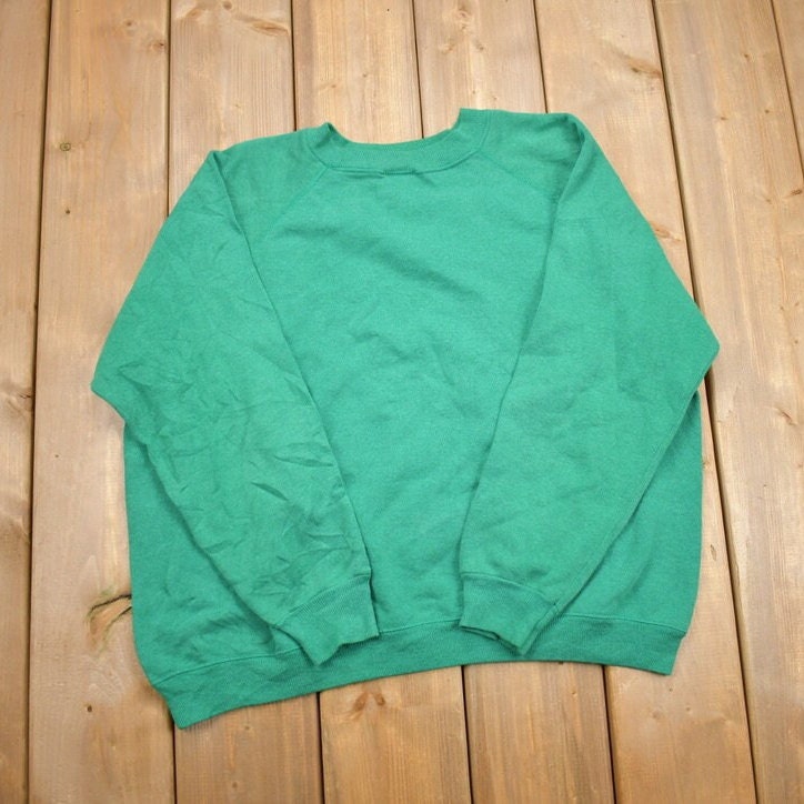 Vintage 1990s Hanes Blank Green Crewneck Sweatshirt