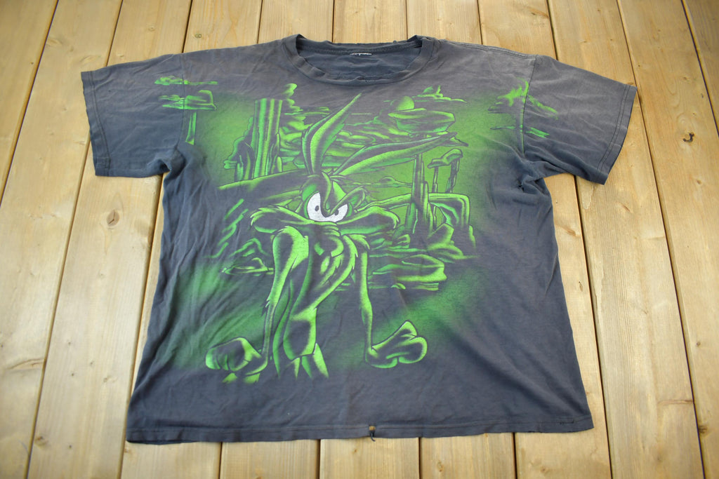 Vintage 90s Looney Tunes T Shirt Wile E Coyote All Over Print Men's 2XL