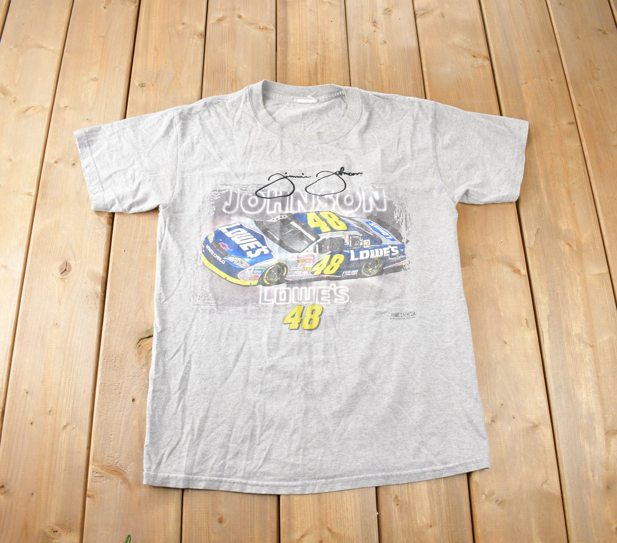 Vintage 1990s NASCAR Jimmie Johnson Racing Graphic T-Shirt Made In USA Size L