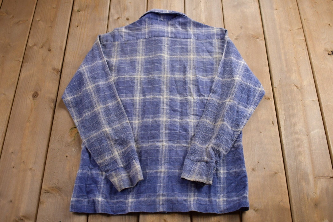 Vintage 1980s Plaid Flannel Button Up Shirt